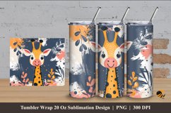 Handdrawn Giraffe Tumbler Wrap Sublimation Design 4 Product Image 1