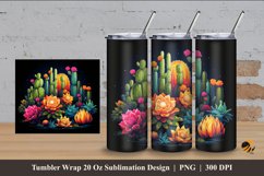 Colorful Cactus Tumbler Wrap Sublimation Design 4 Product Image 1