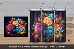 Flower Effect Tumbler Wrap Sublimation Design 4 Product Image 1