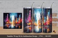 Abstract City Design Tumbler Wrap Sublimation Design 4 Product Image 1