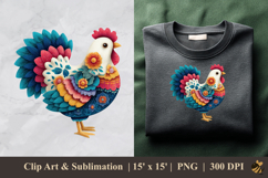 Blooming Chicken DTF Sublimation Clipart Design 4 Product Image 1