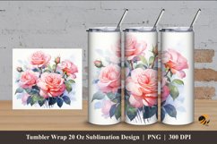 Glow Rose Tumbler Wrap Sublimation Design 4 Product Image 1