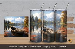 Canoe And Lake Tumbler Wrap Sublimation Design 4 Product Image 1