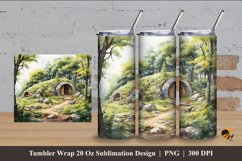 Forest House Tumbler Wrap Sublimation Design 4 Product Image 1