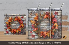 Wreath And Wall Tumbler Wrap Sublimation Design 4 Product Image 1