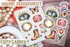 Cozy Garden sticker sheet Flowers Botanical PNG Cute Product Image 1