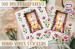 Boho sticker sheet Vibes Scrapbook PNG Love Aesthetic Flower Product Image 1