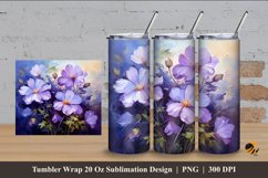 Violet Flowers Tumbler Wrap Sublimation Design 4 Product Image 1