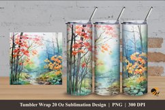 Watercolor Tree Tumbler Wrap Sublimation Design 4 Product Image 1