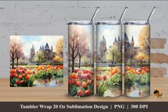 Watercolor City Garden Tumbler Wrap Sublimation Design 4 Product Image 1