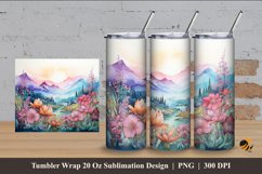 Mountain View Tumbler Wrap Sublimation Design 4 Product Image 1