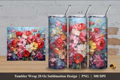 Ribbon Flowers Tumbler Wrap Sublimation Design 4 Product Image 1