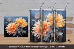 Chrysanthemums Flower Tumbler Wrap Sublimation Design 4 Product Image 1
