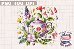Sweet pea and wildflower Floral Clipart Sublimation Design Product Image 1