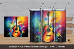 Rainbow Acoustic Guitar Tumbler Wrap Sublimation Design 4 Product Image 1