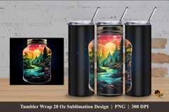 Landscape and Jar Tumbler Wrap Sublimation Design 4 Product Image 1