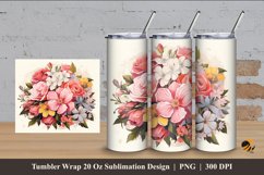 Beautiful Flowers Bush Tumbler Wrap Sublimation Design 4 Product Image 1