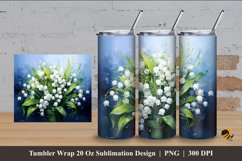 Lily of The Valley Tumbler Wrap Sublimation Design 4 Product Image 1
