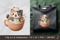 Kitty Sitting Cup DTF Sublimation Clipart Design 4 Product Image 1