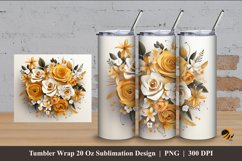 Mustard Floral Bouquet Tumbler Wrap Sublimation Design 4 Product Image 1