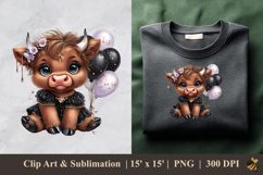 Highland Cow Girl DTF Sublimation Clipart Design 4 Product Image 1