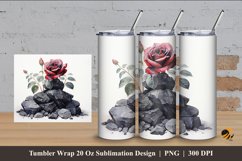 Rose Stone Tumbler Wrap Sublimation Design 4 Product Image 1
