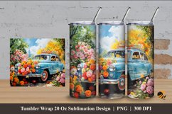 Car Flowers Tumbler Wrap Sublimation Design 4 Product Image 1