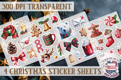 Christmas Watercolor Sticker Sheet Winter 4 PNG Product Image 1