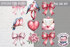 St Valentine’s Coquette Bow PNG Holidays Funny Watercolor Product Image 1