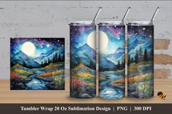 Mountain River Tumbler Wrap Sublimation Design 4 Product Image 1