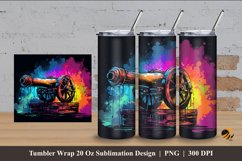 Colorful Old Cannon Tumbler Wrap Sublimation Design 4 Product Image 1