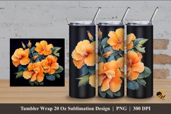 Orange Ranoculus Tumbler Wrap Sublimation Design 4 Product Image 1