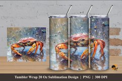 Crab Beach Tumbler Wrap Sublimation Design 4 Product Image 1