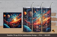 Universe Illustration Tumbler Wrap Sublimation Design 4 Product Image 1