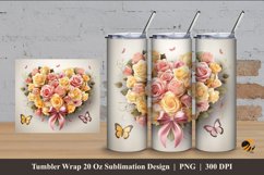 Butterfly Ribbon Rose Tumbler Wrap Sublimation Design 4 Product Image 1