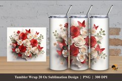 Beauty 3D Rose Tumbler Wrap Sublimation Design 4 Product Image 1