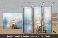 Watercolor Lake Bush Tumbler Wrap Sublimation Design 4 Product Image 1