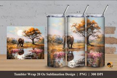 Wild Elephants Tumbler Wrap Sublimation Design 4 Product Image 1