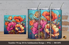 Flowers Colorful Tumbler Wrap Sublimation Design 4 Product Image 1