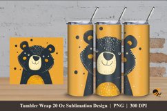Cute Black Bear Tumbler Wrap Sublimation Design 4 Product Image 1