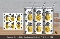 Handdrawn Pineapple Tumbler Wrap Sublimation Design 4 Product Image 1