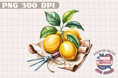 Lemon Sublimation Watercolor PNG Clipart Fruits Flowers Product Image 1