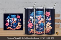 Flower and Jar Tumbler Wrap Sublimation Design 4 Product Image 1