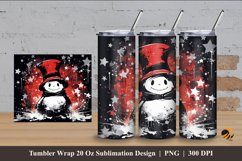 Starry Red Snowman Tumbler Wrap Sublimation Design 4 Product Image 1