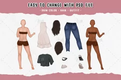 Family clipart with separated skin, Family illustration PNG Product Image 1