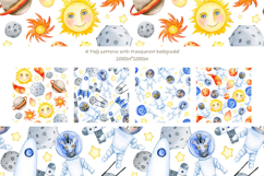 Watercolor Space Animals Clipart Cosmic Safari Set. Patterns Product Image 4