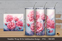 Carnation Flower Tumbler Wrap Sublimation Design 4 Product Image 1