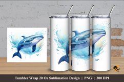 Whale Waves Tumbler Wrap Sublimation Design 4 Product Image 1