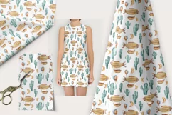 Cute cacti and submarine seamless pattern - 1 JPEG file Product Image 2