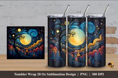 Night Illustration Tumbler Wrap Sublimation Design 4 Product Image 1
